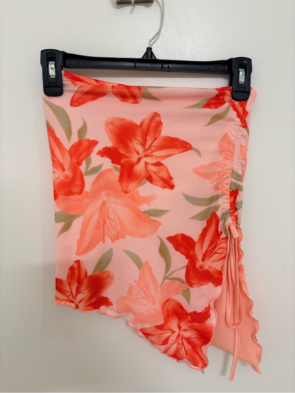 Floral Drawstring Side-Ruched Tube Top